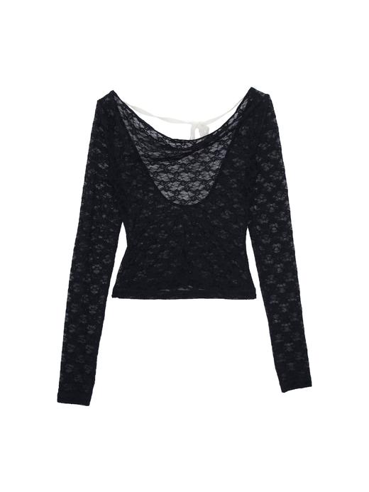 Kaiy Xiao 早秋系列 蕾丝露背系带上衣 商品图1