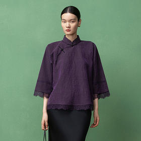【林栖设计小店】（现货）香云纱衬衣新中式蕾丝2025秋季新款上衣女T1953299