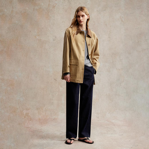 C+IMPRESS/西嘉美式复古巴恩风外套灯芯绒拼接领工装夹克风衣女秋FY2503061 商品图2