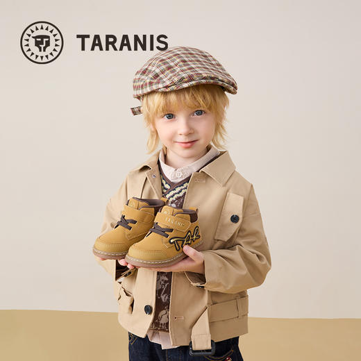 泰兰尼斯秋季新款微高帮男童靴子女宝宝皮靴防踢短靴子休闲小黄靴T04T5C6511 商品图4