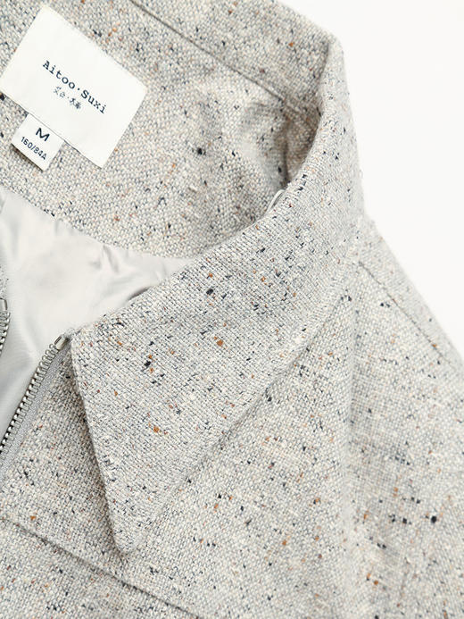 秋季小个子显高神器！翻领短款毛呢外套女 气质百搭灰色通勤款
 商品图2