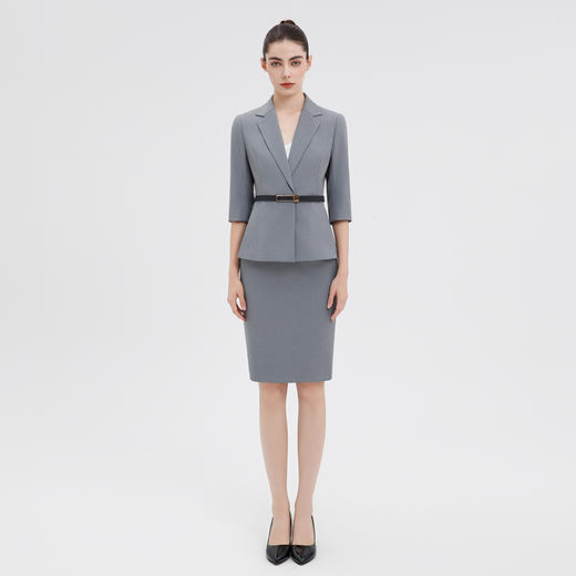 IWY/七分袖灰色西装套裙女初秋案场客服接待职业装气质干练正装 商品图4