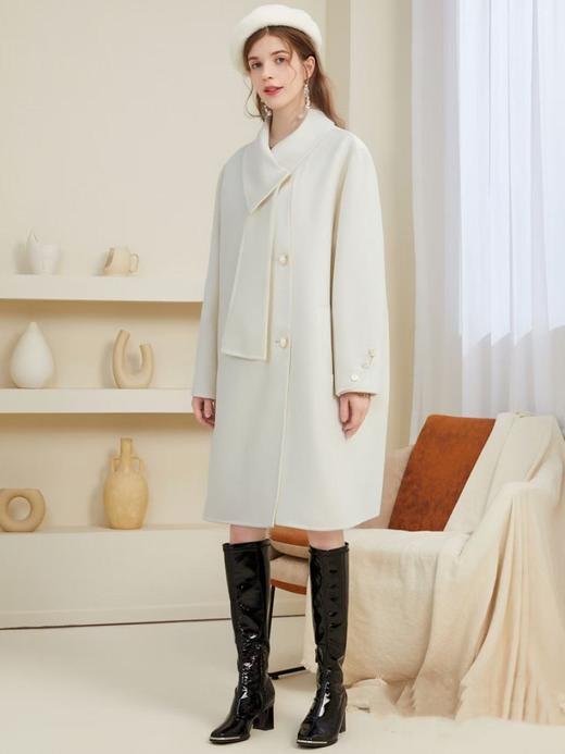 【高端系列】手工定制2325款70%绵羊毛围巾版双面尼大衣-喜出 商品图1