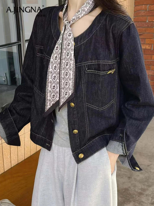 【都市动感】阿菁娜圆领牛仔复古短外套F30Q207003 商品图1