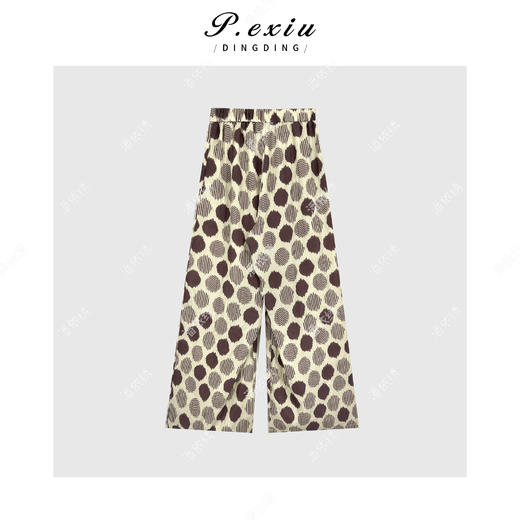 PanYiXiu/潘依绣【凉感裤】天丝压褶肌理撞色印花阔腿休闲裤WH00331 商品图2