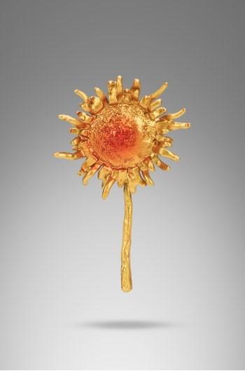 朱炳仁铜向日葵胸针 商品图0