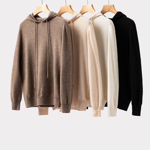 叠穿神器 纯山羊绒无缝连帽衫保暖毛衣女 商品图4