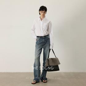 THESOONG意大利进口牛仔面料"全条水洗擦砂猫须纹理感牛仔裤HBNZ7206