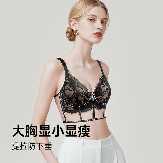 D4-【70A-F杯】【2件装更实惠】【悦己蔷薇】润微美容院线级别 大胸也能穿的蕾丝轻塑调整文胸 拉链美胸杯 商品图5