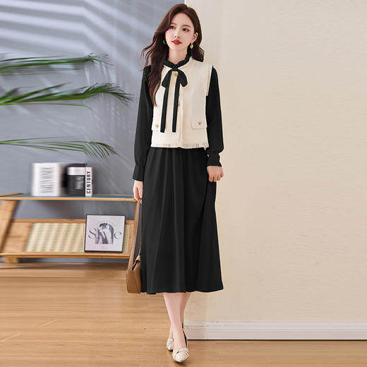 LSNY2550新中式复古刺绣设计感连衣裙套装 商品图3