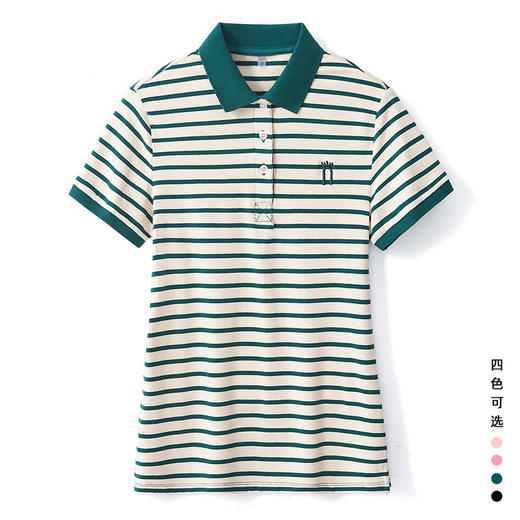 雀说3D立体刺绣基本款纽扣翻领POLO领女士POLO衫AL203307 商品图0