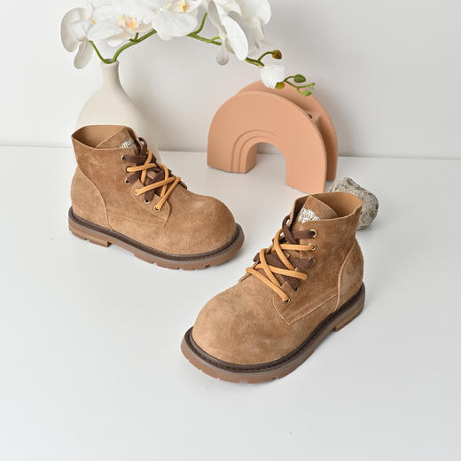 经典鲨2025年秋季新款潮流时尚牛皮革系带防滑短筒马丁靴女KW182-558071 商品图1