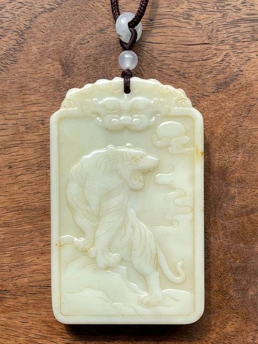 褐皮白玉雕猛虎出山图与诗文长方牌，顺丰包邮 商品图3