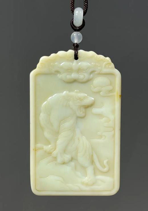 褐皮白玉雕猛虎出山图与诗文长方牌，顺丰包邮 商品图0