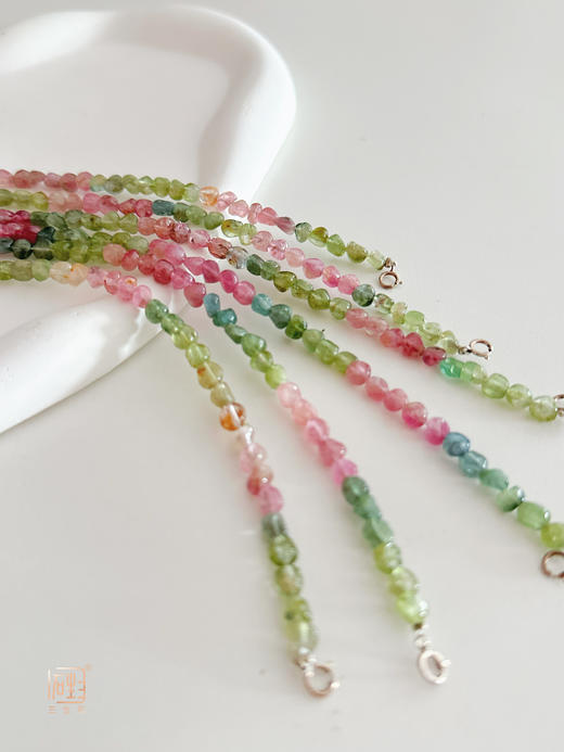 彩色糖果碧玺小原石手链+马卡龙碧玺原石项链 商品图1