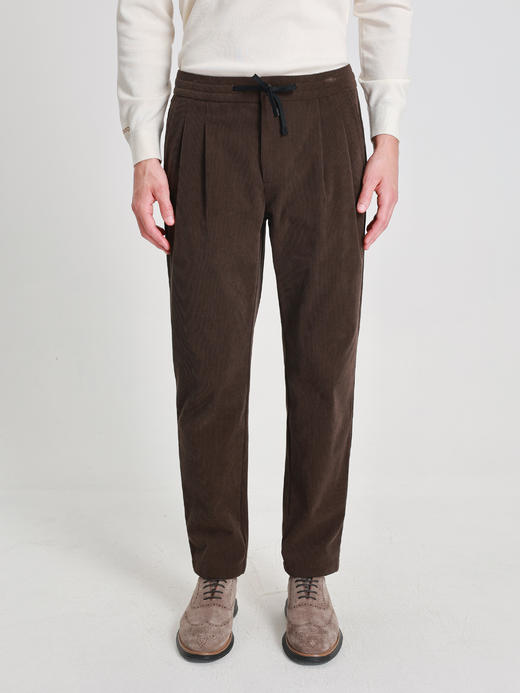 callisto雪茄棕细条灯芯绒微直筒休闲裤 商品图2