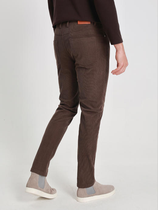 callisto雪茄棕磨毛灯芯绒微直筒休闲裤 商品图4
