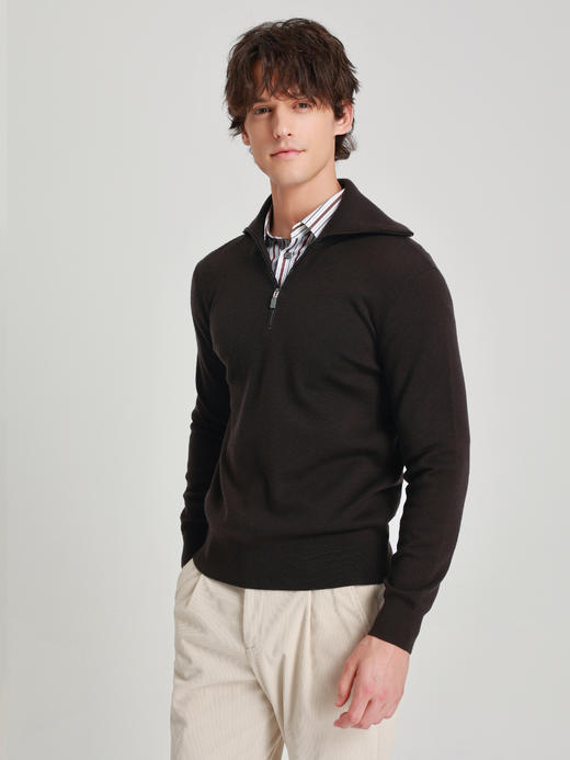 callisto雪茄棕羊绒混毛毛衣 商品图3