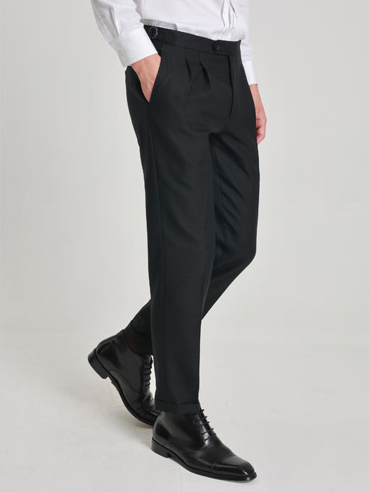 callisto璀璨黑绵羊毛微直筒西裤 商品图3