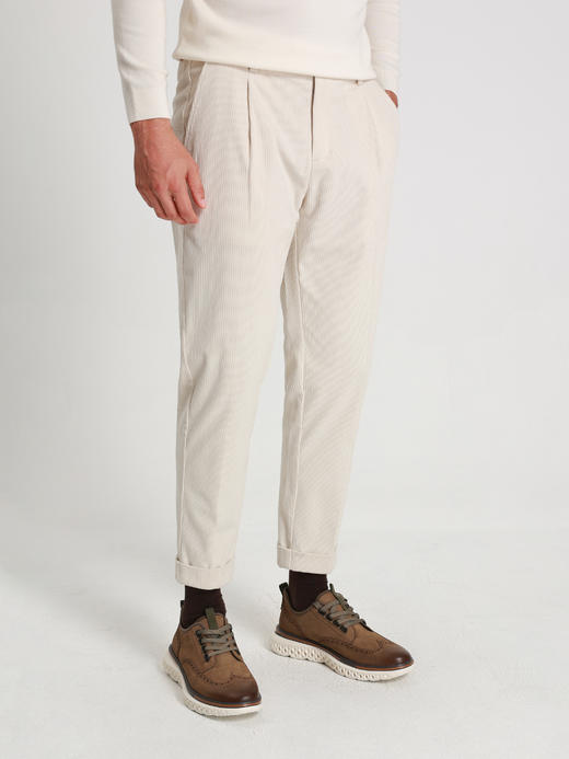 callisto米色柔糯灯芯绒条纹休闲裤 商品图3