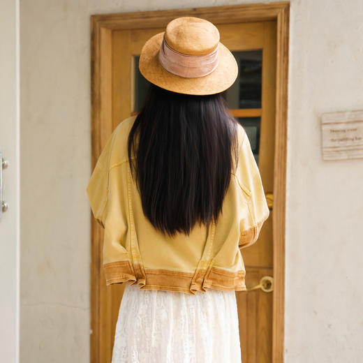 谜底短外套女2025秋新款复古风特色洗水工艺拼色牛仔服257MW7743 商品图2