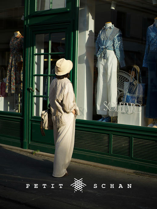 PETIT SCHAN小闪 CLO#888 Wayfarer 流浪者 纯亚麻拼接不对称设计长袖休闲衬衫 商品图3