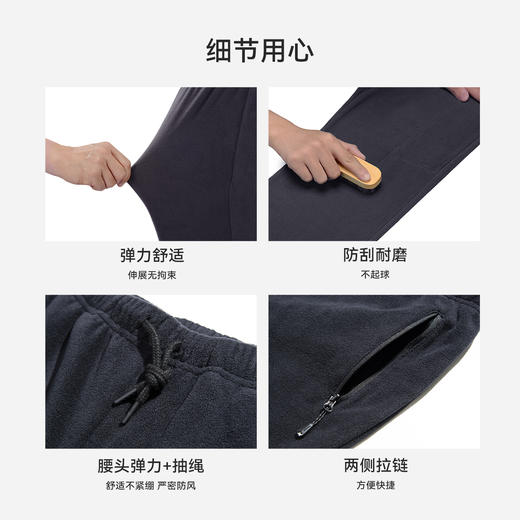伯希和户外抓绒裤女冲锋裤内胆防风摇粒绒卫裤运动休闲裤男直筒裤 商品图4
