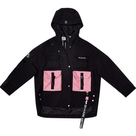 【锋潮】伯希和单层冲锋衣黑色女户外城市机能防风防水工装外套 商品图3