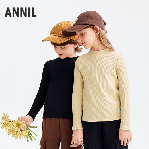 【亲子同款】男女童中领长袖T恤秋季新款安奈儿童装小程序专享EM531582 商品图1