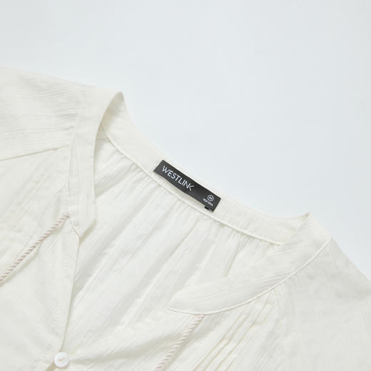 西遇莱赛尔文艺休闲套装女秋季V领长袖衬衫搭半身裙两件套V2551110 商品图5