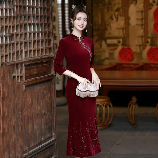 SC21878喜婆婆婚宴装秋季旗袍2025新款妈妈礼服结婚敬酒服新中式婚礼喜服 商品图4