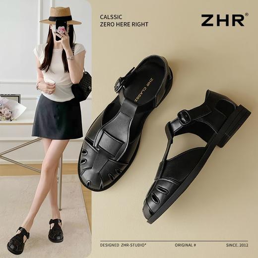 ZHR则则罗马凉鞋女2025新款春夏透气猪笼编织凉鞋包头镂空沙滩鞋 商品图0
