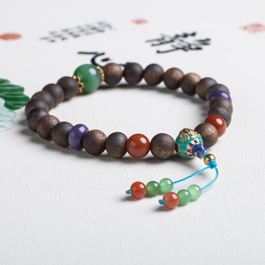 xy0547沉香+碧玉南红手持手串 商品图1