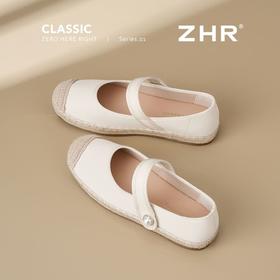 ZHR则则编织单鞋洋气渔夫鞋2025新款珍珠饰扣一脚蹬ins魔术贴女鞋