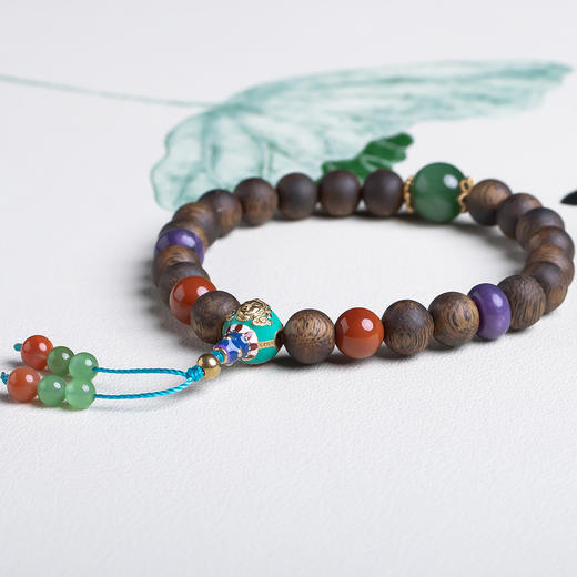 xy0547沉香+碧玉南红手持手串 商品图2