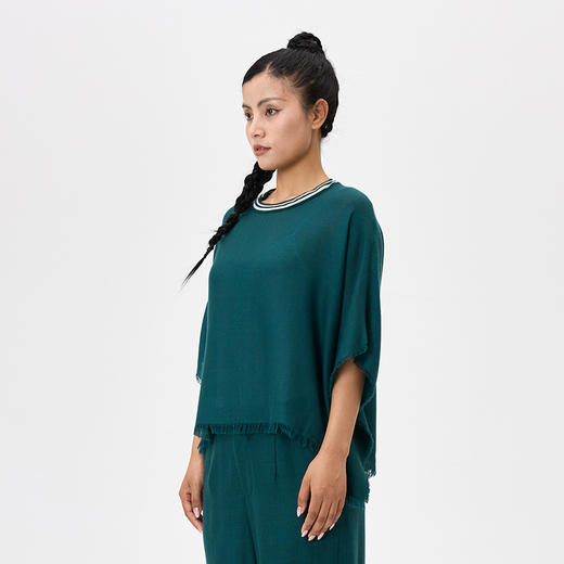 羊绒夹道圆领斗篷式女上衣  SJF97W366A 商品图3