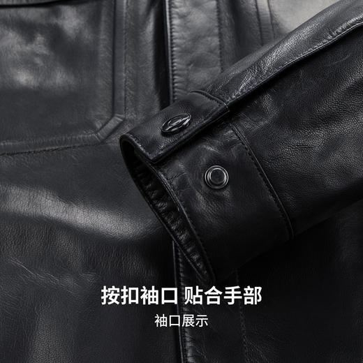 【100%山羊皮】圣得西男士商务工装皮夹克2025秋季时尚翻领皮衣 商品图10