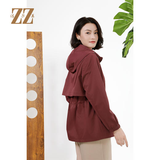 佐尔美经典气质松紧腰连帽百搭风衣外套女M43FD27 商品图4