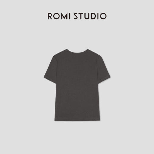 ROMI STUDIO大麻棉混纺复古灰轻薄宽松版圆领短袖T恤 RW25RSM0163 商品图1