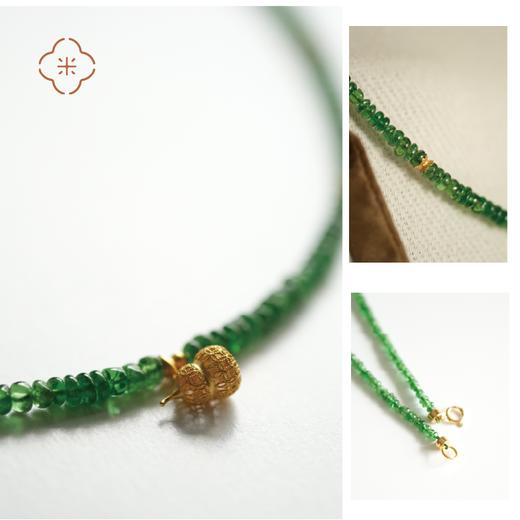 米马饰物 坦桑尼亚Vivid Green沙弗莱18K手工花丝葫芦颈链 商品图2