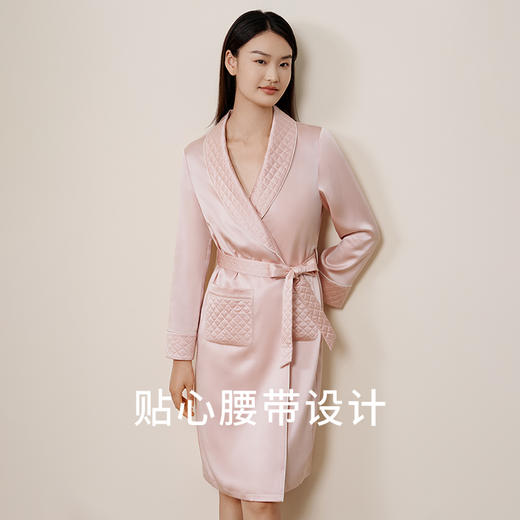 金三塔22姆米重磅真丝情侣睡袍100%桑蚕丝青果领男女单睡袍 YSFFD101+YSMFD101 商品图2