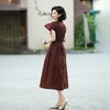 西子/【思红颜】非遗红云纱重磅24姆米桑蚕丝牡丹纹连衣裙/CQTJ271 商品缩略图2