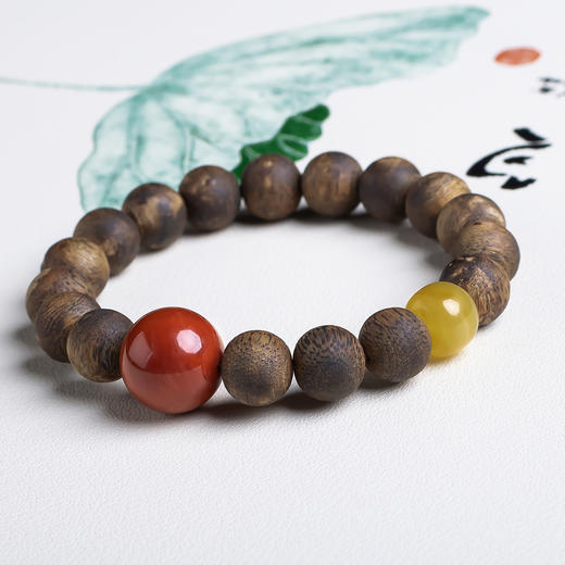 xy0546沉香+蜜蜡南红手串 商品图2