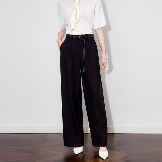 「高货wl」全新升级【铂金会员238/天猫319/差价81】(43512)洛诗琳法式宽松天丝混纺西裤2025秋新款高腰垂感阔腿裤女 商品图2