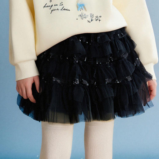笛莎Deesha 童装女童半身裙2025冬新款女童堆叠闪片网纱层层蛋糕裙 商品图0