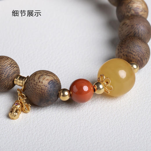 xy0551沉香+蜜蜡南红吉祥手串 商品图4