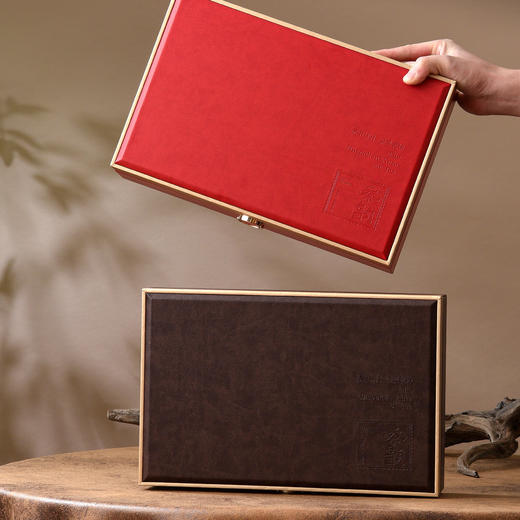 茶韵皮盒【两圆罐+杯 红色】65元一套/一箱10套 商品图5