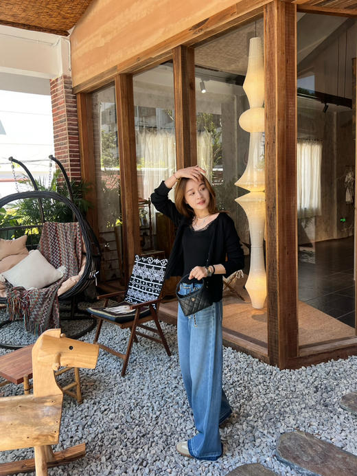 2508403    软牛仔 直筒 牛仔裤，chic松弛 拉毛下摆 商品图5