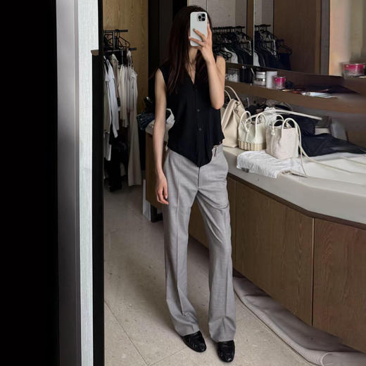 ROMI STUDIO绵羊毛精纺舒适亲肤微弹中腰褶间阔腿裤 RWCSXM2471 商品图2