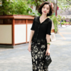 西子/仲夏半裙重磅醋酸缎面黑白水墨碎花印花鱼尾半裙/BQTJ055 商品缩略图3